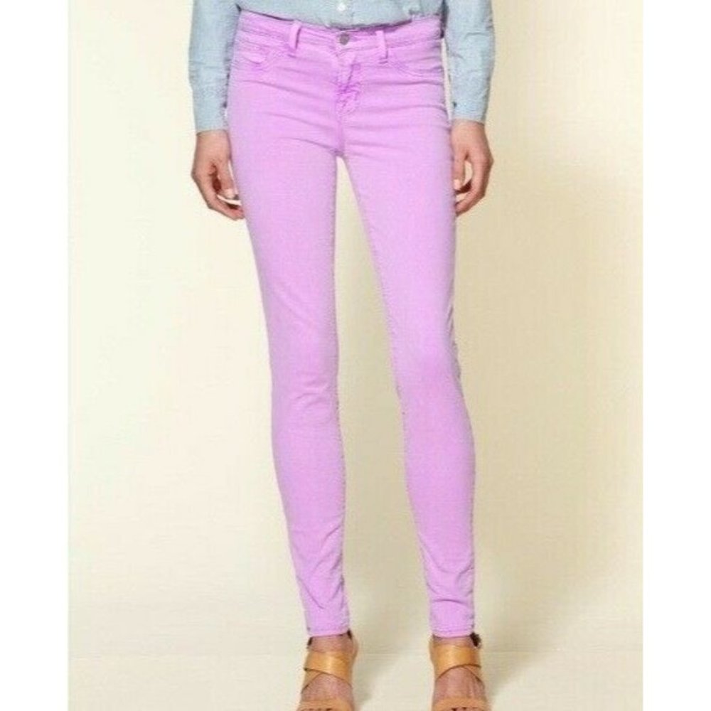 J Brand Women's Pants Skinny Jeans Capri Neon Purple Mid Rise Zipper Size 25